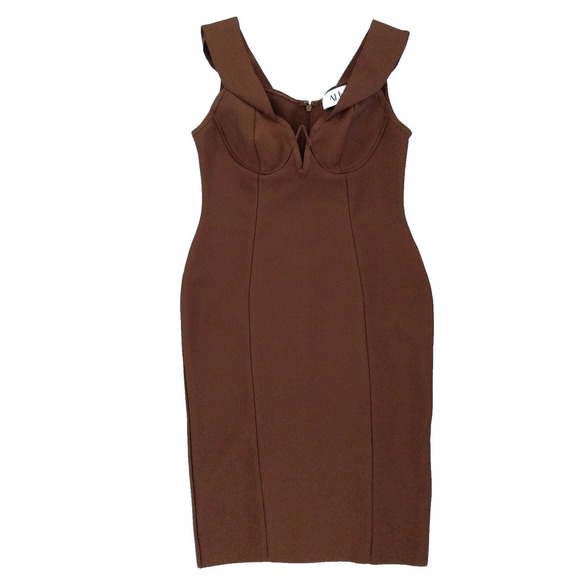 Alieva Off the Shoulder Bandage Dress Size XXL Brown Stretch Built in Bra 2XL - Picture 2 of 8